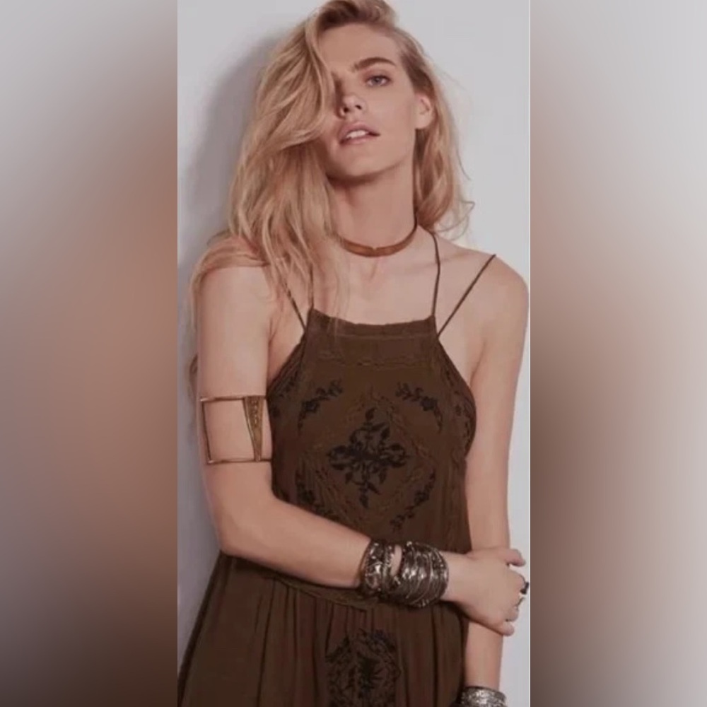 ⭐️Free People Green Diamonds In The Sky Midi Dress - Picture 4 of 10
